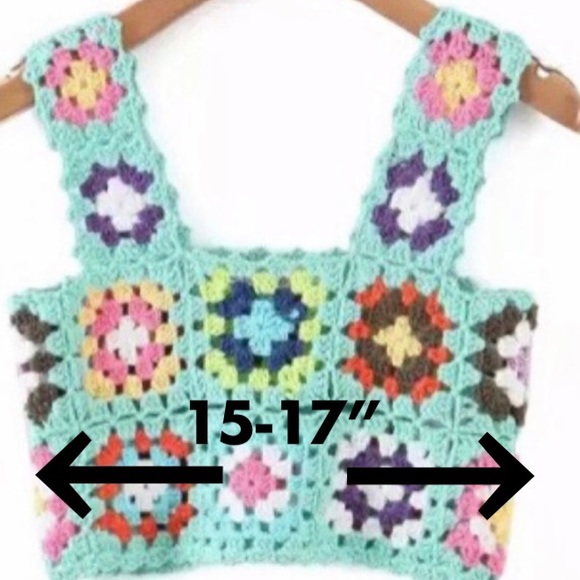 🌴NEW! Boho, multi colour, crocheted,cotton crop top - Picture 4 of 13